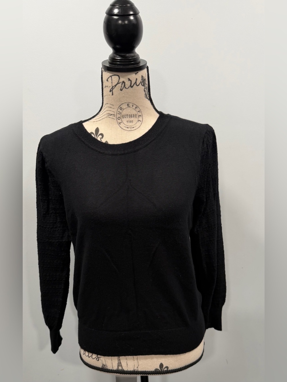 Luxe Black Crewneck Sweater, Size XL